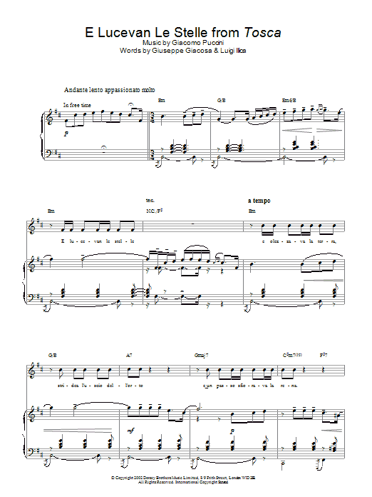 Russell Watson E Lucevan Le Stelle (from Tosca) sheet music notes and chords. Download Printable PDF.