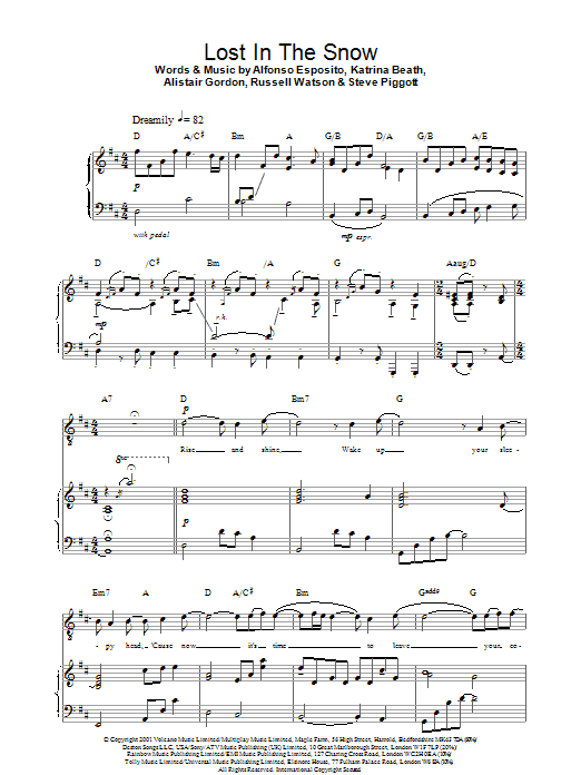 Russell Watson Lost In The Snow sheet music notes and chords arranged for Piano, Vocal & Guitar Chords