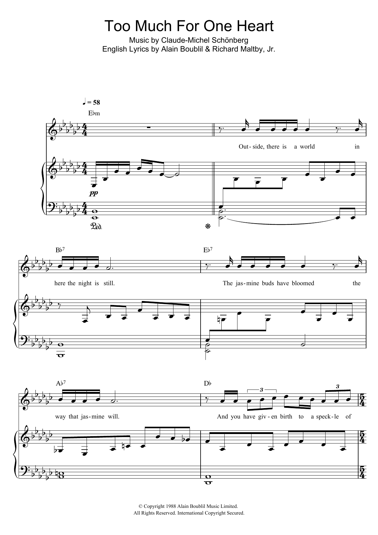 Learn to play Russell Watson Too Much For One Heart (from Miss Saigon) sheet music for Piano & Vocal in minutes. Price: 7.8900$ Russell Watson Too Much For One Heart (from Miss Saigon) sheet music notes and chords arranged for Piano & Vocal