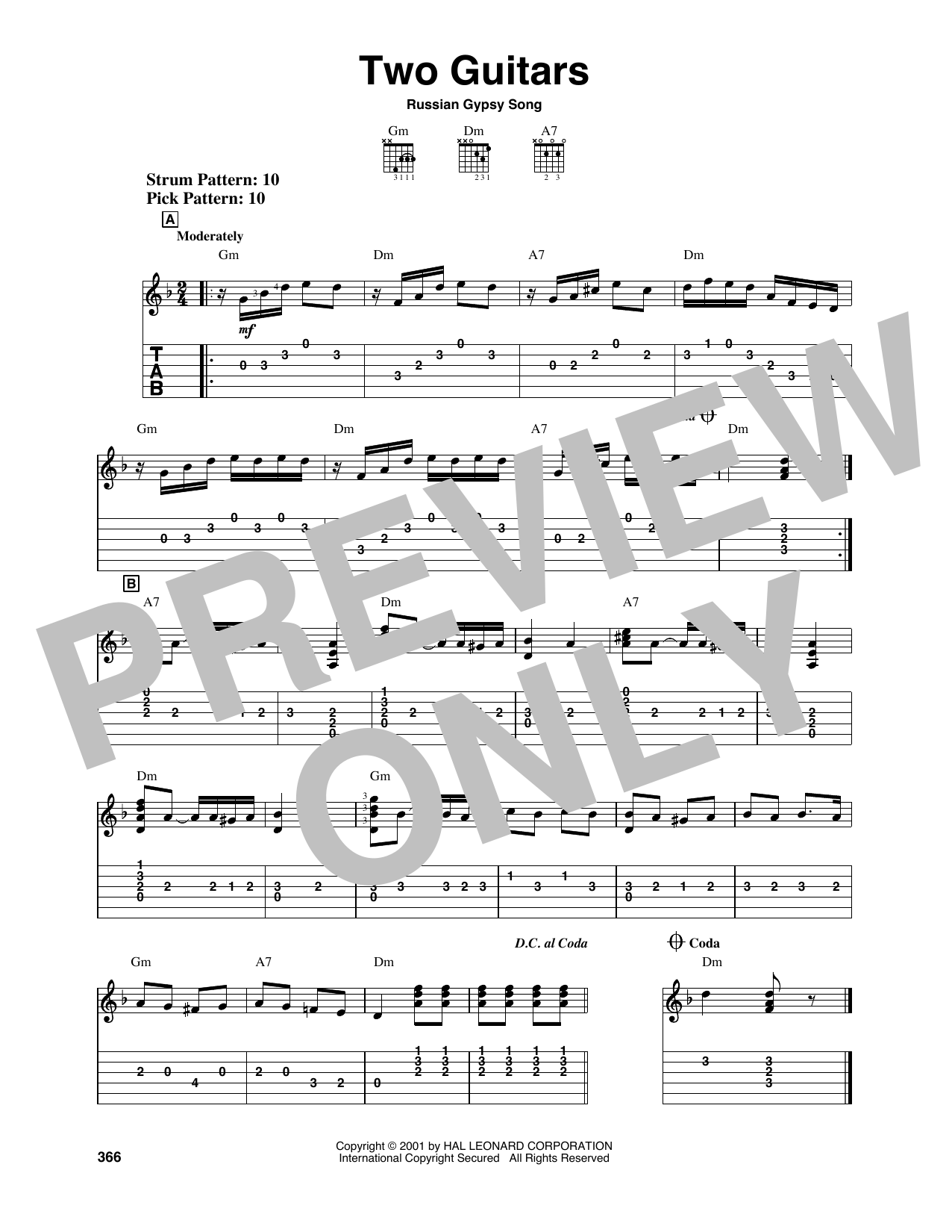 Russian Gypsy Song Two Guitars sheet music notes and chords. Download Printable PDF.