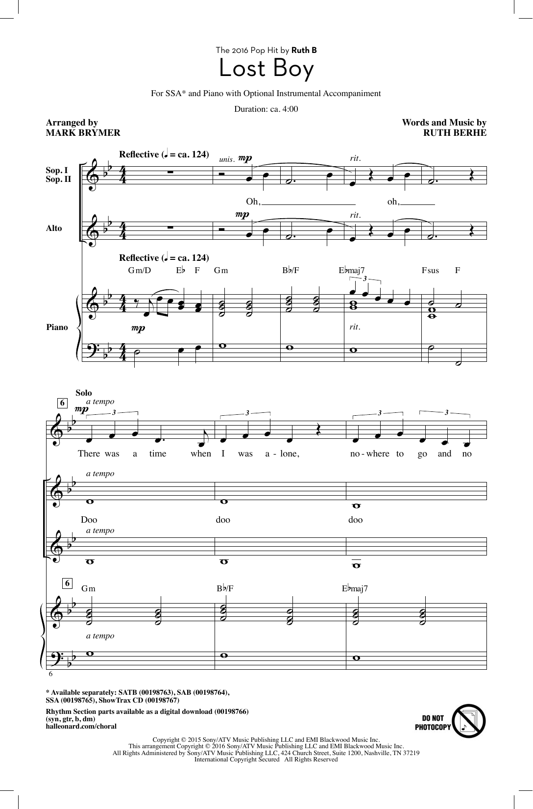 Mark Brymer Lost Boy sheet music notes and chords. Download Printable PDF.