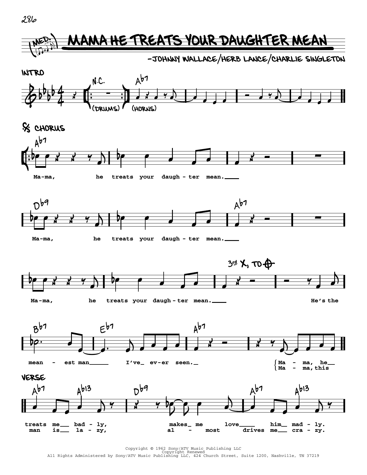 Learn to play Ruth Brown Mama He Treats Your Daughter Mean sheet music for Real Book – Melody & Chords in minutes. Price: 5.9900$ Ruth Brown Mama He Treats Your Daughter Mean sheet music notes and chords arranged for Real Book – Melody & Chords