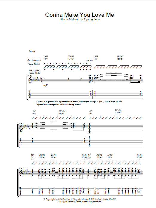 Learn to play Ryan Adams Gonna Make You Love Me sheet music for Guitar Tab in minutes. Price: 7.8900$ Ryan Adams Gonna Make You Love Me sheet music notes and chords arranged for Guitar Tab