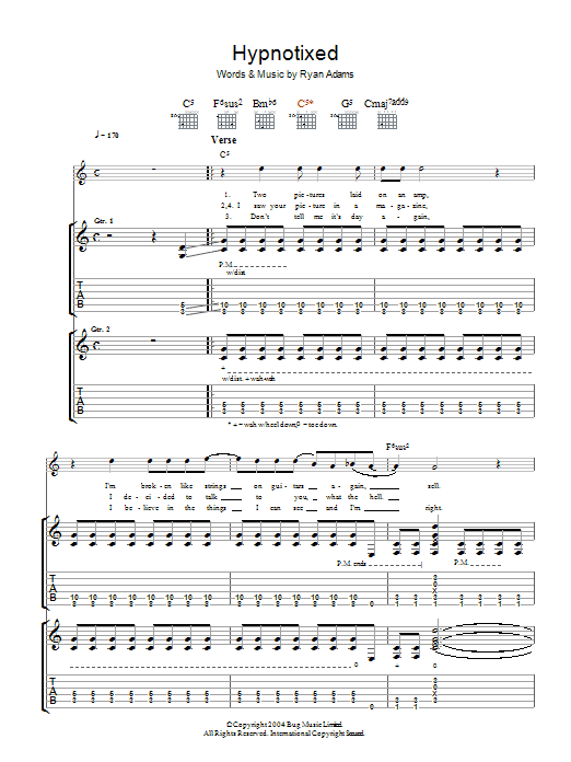 Learn to play Ryan Adams Hypnotixed sheet music for Guitar Tab in minutes. Price: 7.8900$ Ryan Adams Hypnotixed sheet music notes and chords arranged for Guitar Tab
