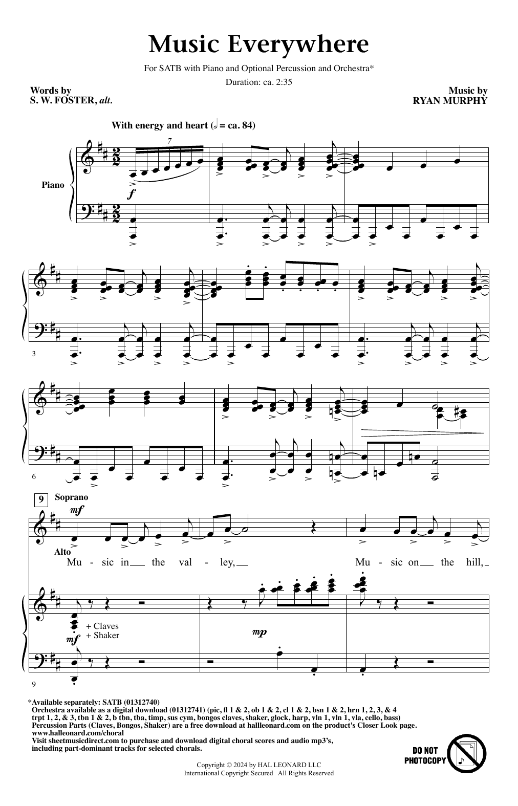 Ryan Murphy Music Everywhere sheet music notes and chords. Download Printable PDF.