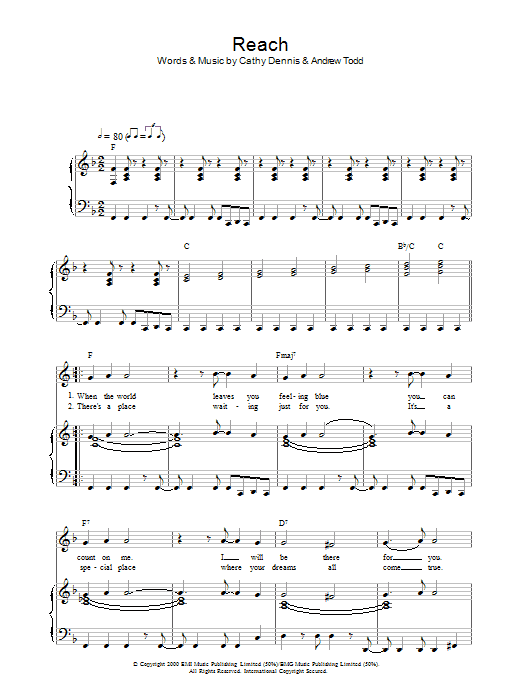 S Club 7 Reach sheet music notes and chords. Download Printable PDF.