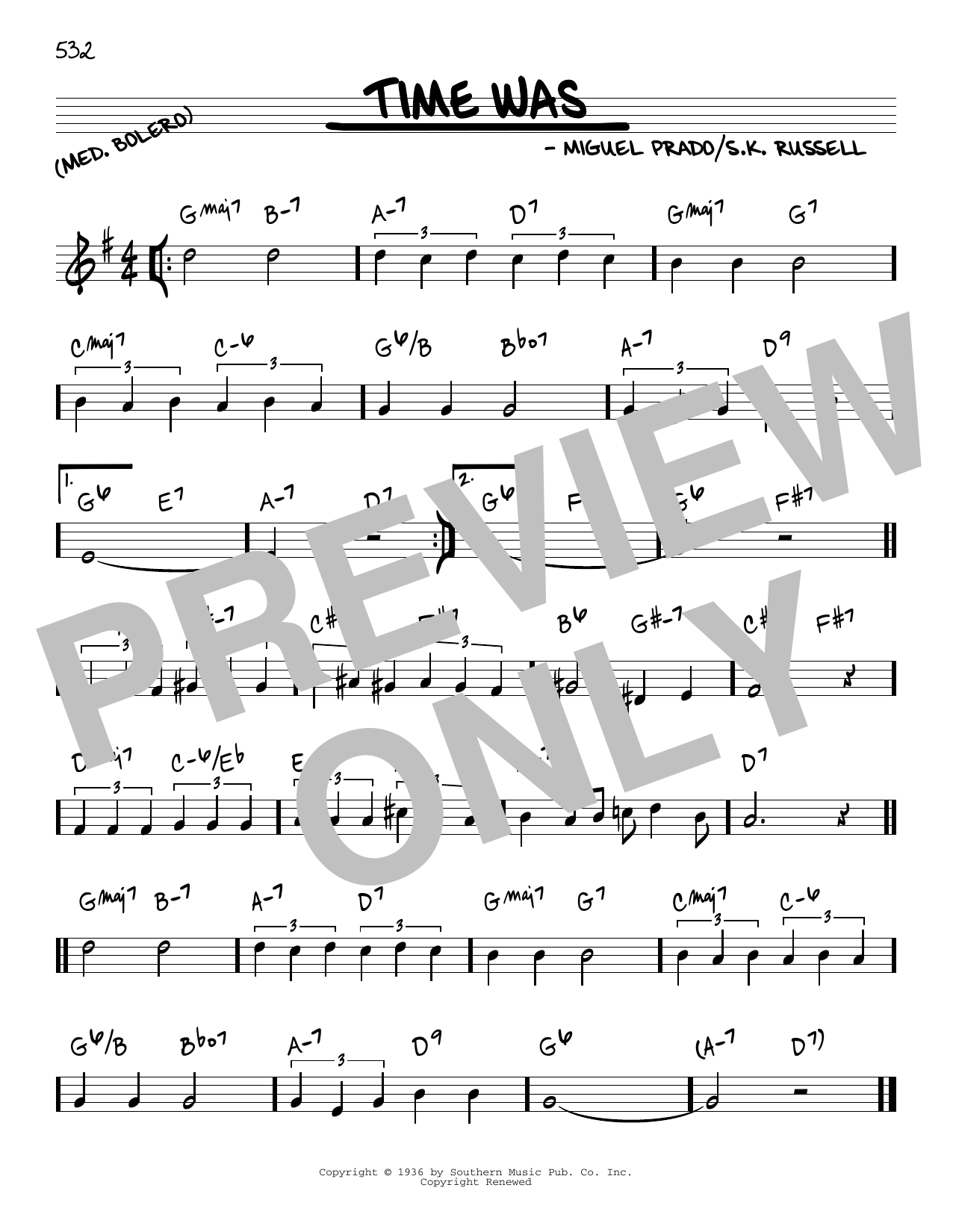 S. K. Russell Time Was sheet music notes and chords. Download Printable PDF.