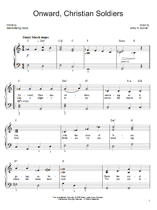 Sabine Baring-Gould Onward, Christian Soldiers sheet music notes and chords. Download Printable PDF.