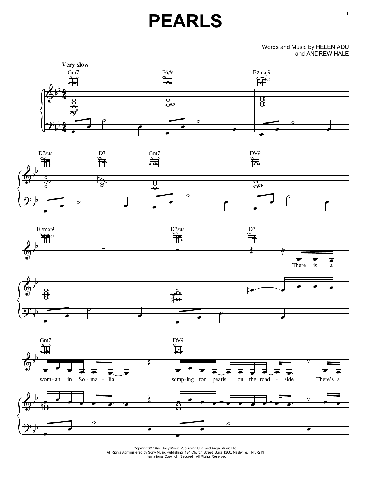 Sade Pearls sheet music notes and chords. Download Printable PDF.