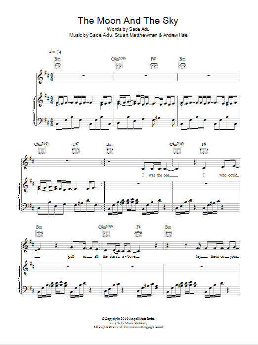 Sade The Moon And The Sky sheet music notes and chords. Download Printable PDF.