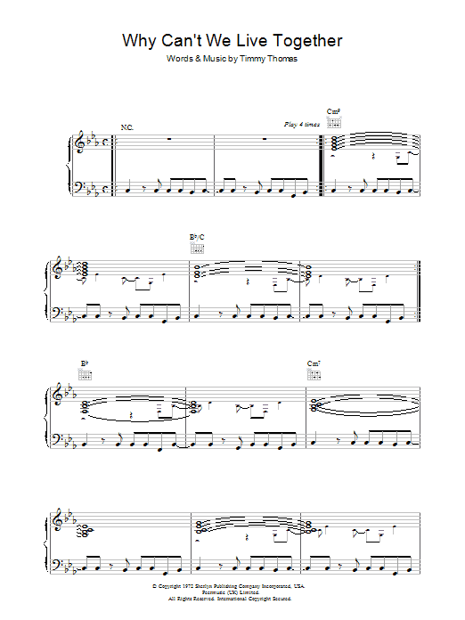 Sade Why Can't We Live Together sheet music notes and chords arranged for Piano, Vocal & Guitar Chords