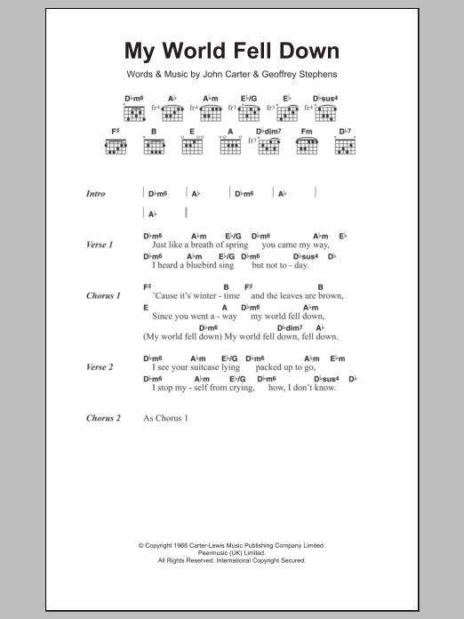 Sagittarius My World Fell Down sheet music notes and chords. Download Printable PDF.