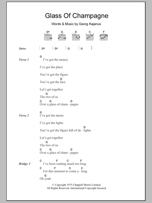 Sailor Glass Of Champagne sheet music notes and chords. Download Printable PDF.