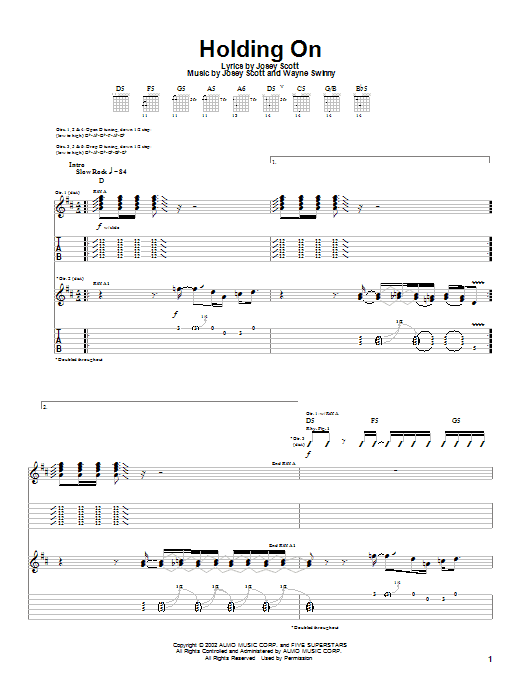 Learn to play Saliva Holding On sheet music for Guitar Tab in minutes. Price: 7.8900$ Saliva Holding On sheet music notes and chords arranged for Guitar Tab