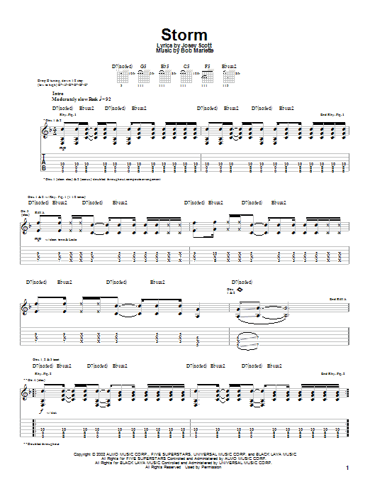 Learn to play Saliva Storm sheet music for Guitar Tab in minutes. Price: 7.8900$ Saliva Storm sheet music notes and chords arranged for Guitar Tab