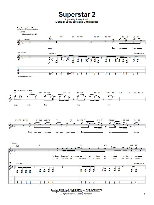 Learn to play Saliva Superstar 2 sheet music for Guitar Tab in minutes. Price: 7.8900$ Saliva Superstar 2 sheet music notes and chords arranged for Guitar Tab