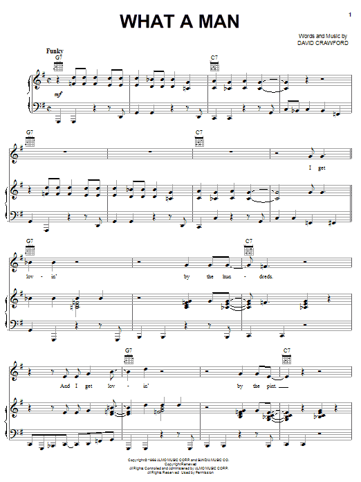 Learn to play Salt-N-Pepa What A Man sheet music for Piano, Vocal & Guitar Chords (Right-Hand Melody) in minutes. Price: 7.8900$ Salt-N-Pepa What A Man sheet music notes and chords arranged for Piano, Vocal & Guitar Chords (Right-Hand Melody)