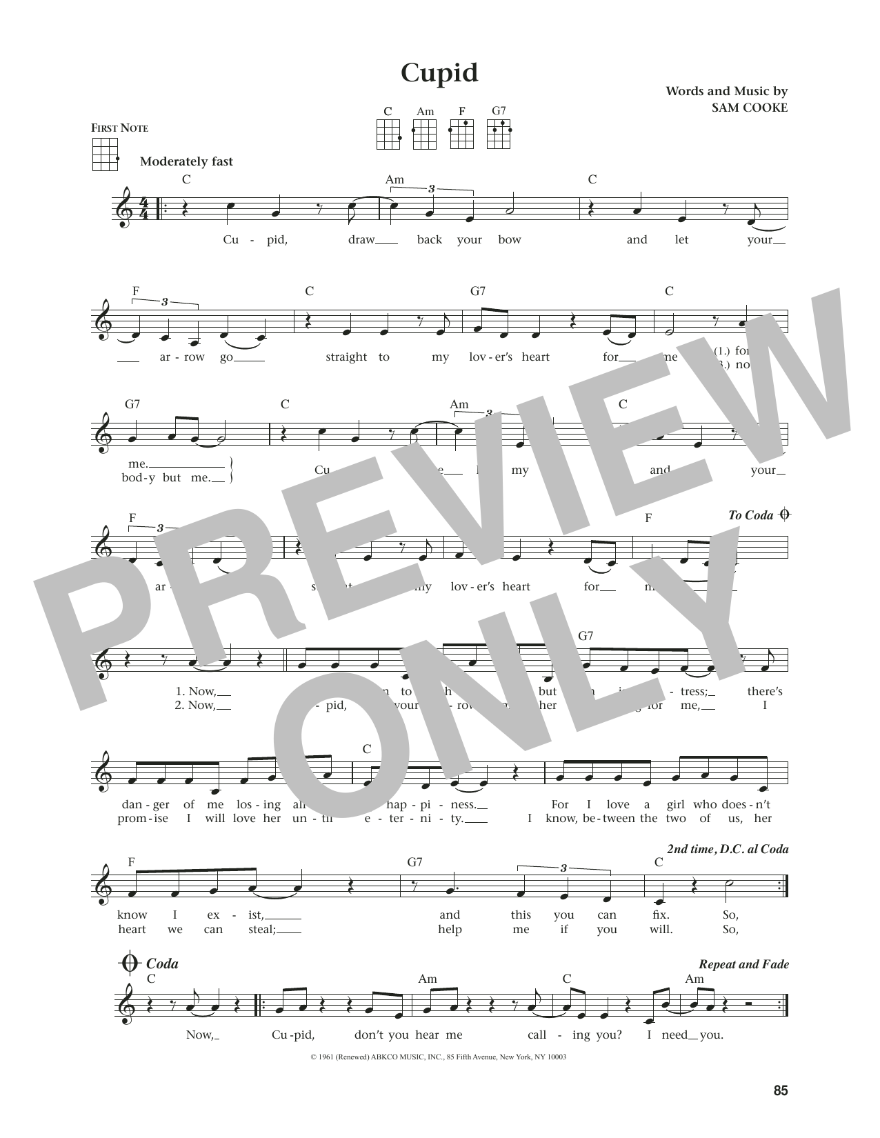 Sam Cooke Cupid (from The Daily Ukulele) (arr. Jim Beloff) sheet music notes and chords. Download Printable PDF.