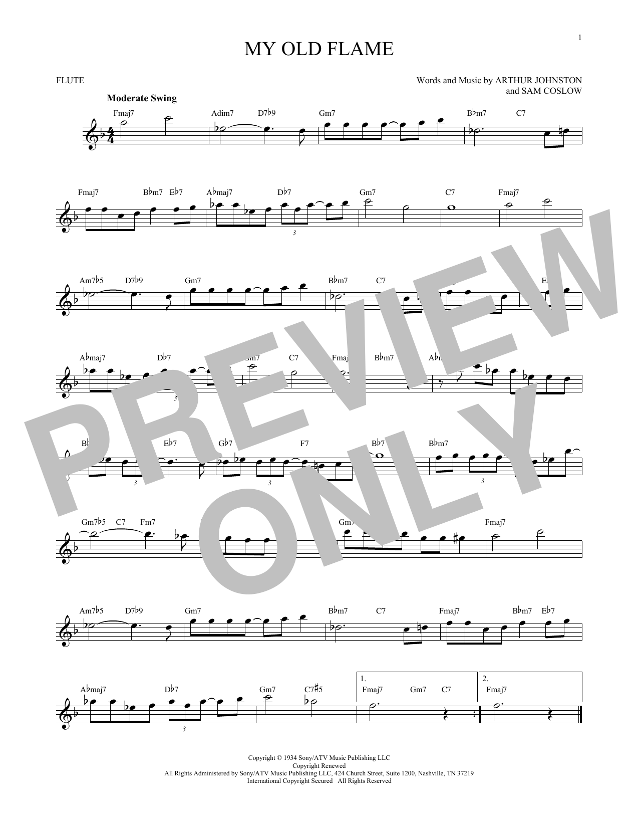 Sam Coslow My Old Flame sheet music notes and chords. Download Printable PDF.