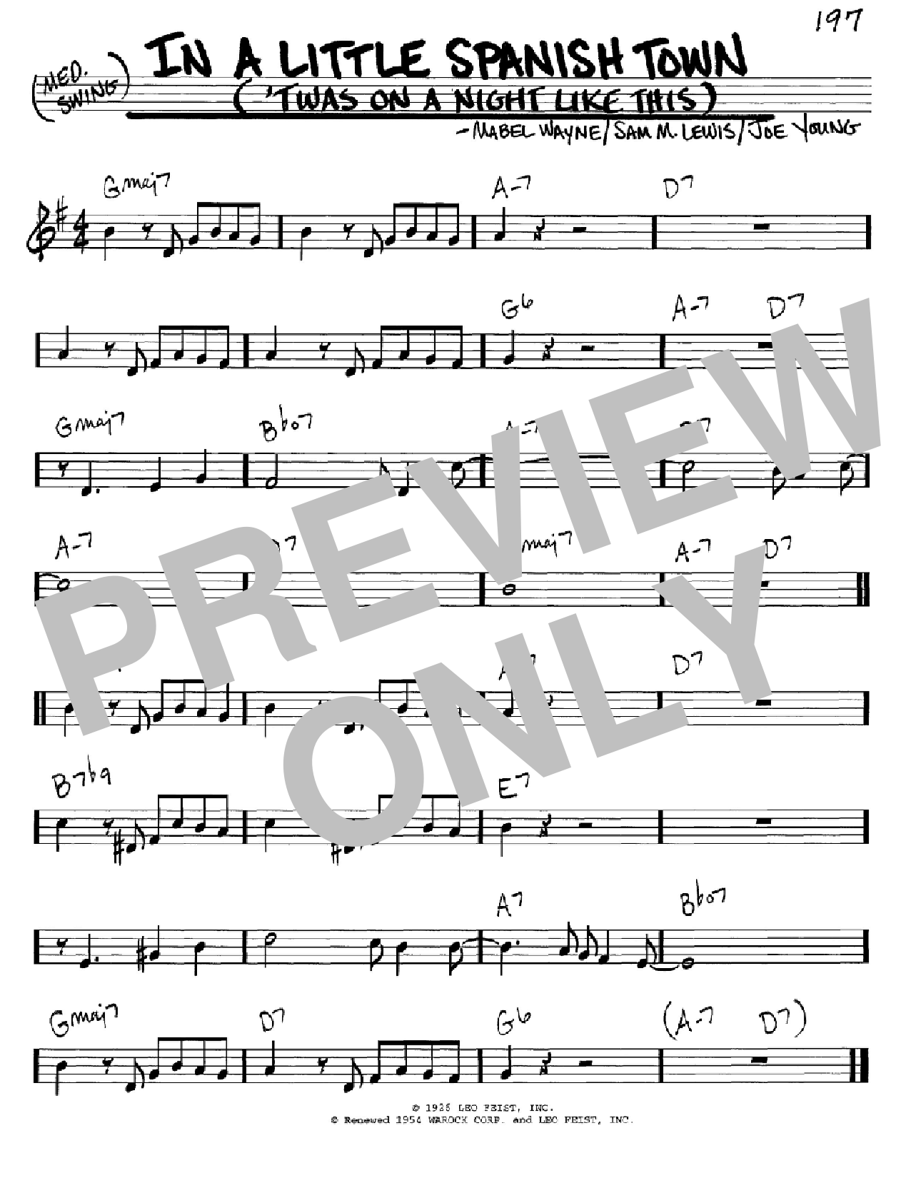 Learn to play Sam M. Lewis In A Little Spanish Town ('Twas On A Night Like This) sheet music for Real Book – Melody & Chords – C Instruments in minutes. Price: 5.9900$ Sam M. Lewis In A Little Spanish Town ('Twas On A Night Like This) sheet music notes and chords arranged for Real Book – Melody & Chords – C Instruments