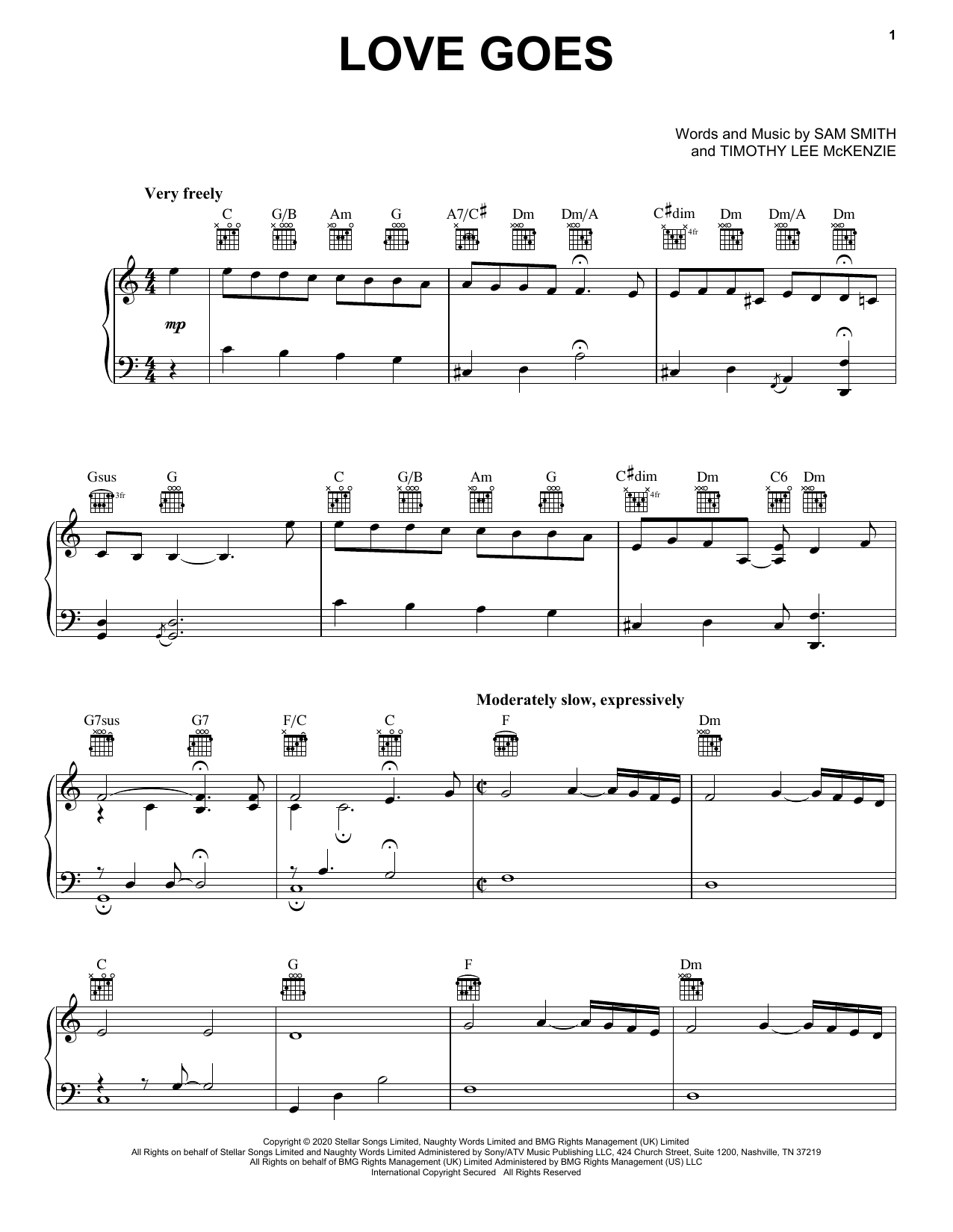 Learn to play Sam Smith Love Goes (feat. Labrinth) sheet music for Piano, Vocal & Guitar Chords (Right-Hand Melody) in minutes. Price: 6.9900$ Sam Smith Love Goes (feat. Labrinth) sheet music notes and chords arranged for Piano, Vocal & Guitar Chords (Right-Hand Melody)