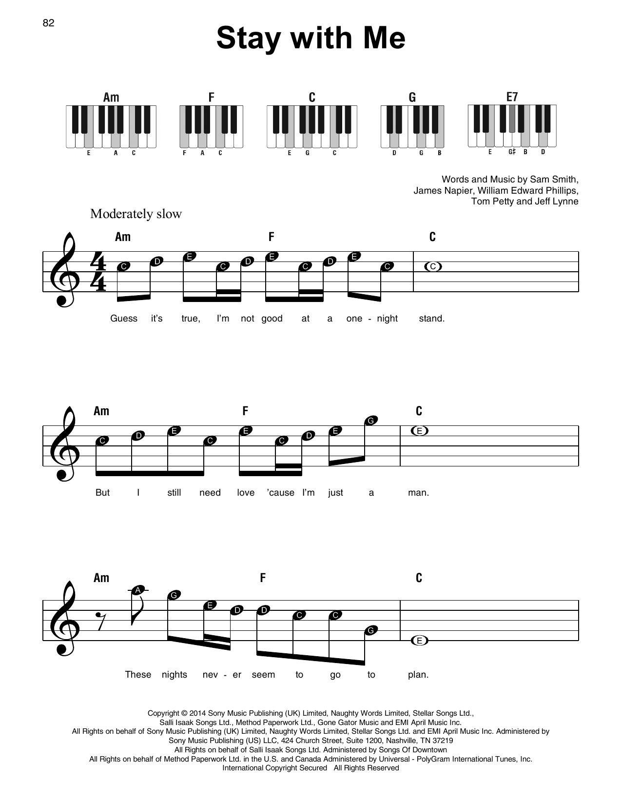 Sam Smith Stay With Me sheet music notes and chords. Download Printable PDF.