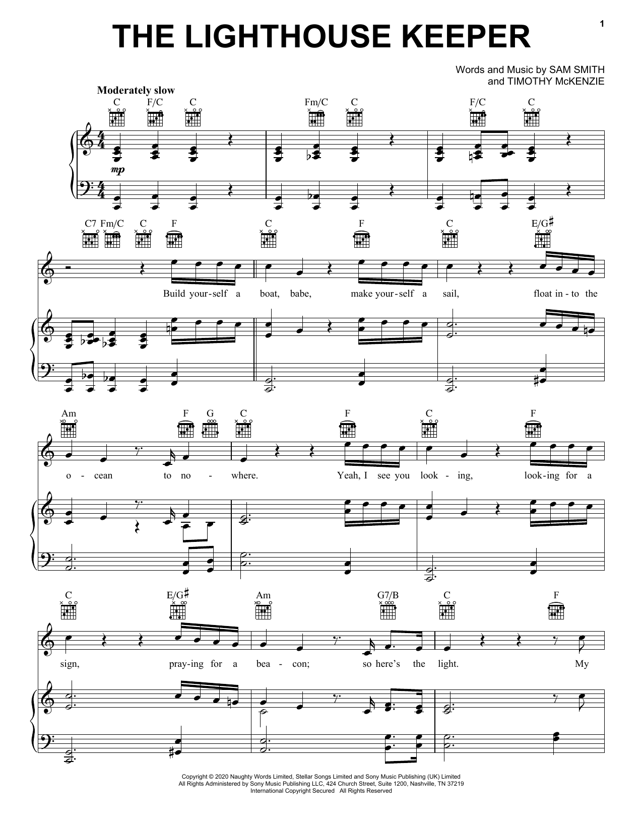 Sam Smith The Lighthouse Keeper sheet music notes and chords. Download Printable PDF.