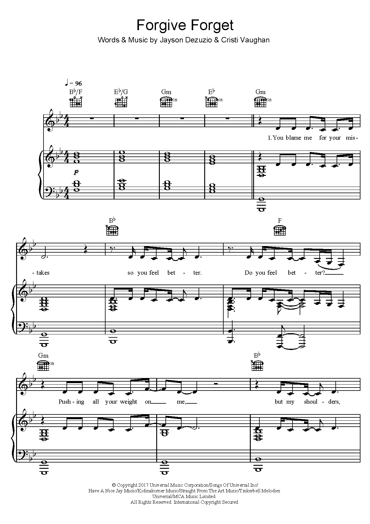 Learn to play Samantha Harvey Forgive Forget sheet music for Piano, Vocal & Guitar Chords in minutes. Price: 7.8900$ Samantha Harvey Forgive Forget sheet music notes and chords arranged for Piano, Vocal & Guitar Chords