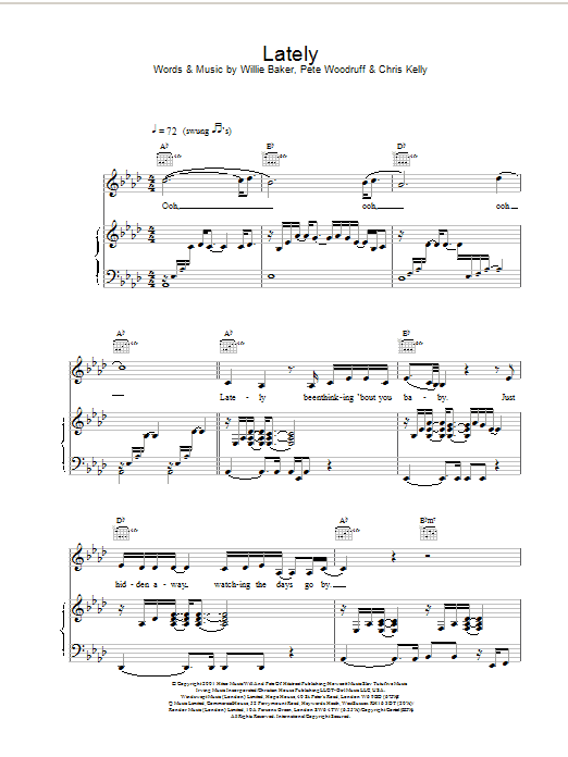 Learn to play Samantha Mumba Lately sheet music for Piano, Vocal & Guitar Chords in minutes. Price: 7.8900$ Samantha Mumba Lately sheet music notes and chords arranged for Piano, Vocal & Guitar Chords