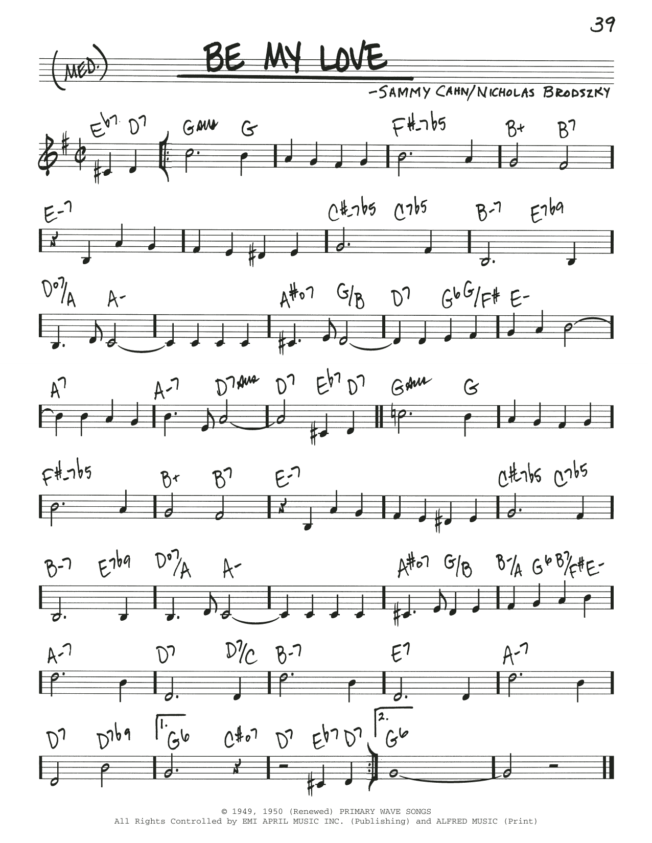 Sammy Cahn Be My Love sheet music notes and chords. Download Printable PDF.