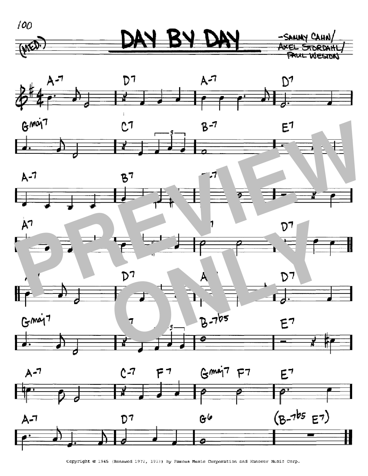 Learn to play Sammy Cahn Day By Day sheet music for Real Book – Melody, Lyrics & Chords in minutes. Price: 5.9900$ Sammy Cahn Day By Day sheet music notes and chords arranged for Real Book – Melody, Lyrics & Chords