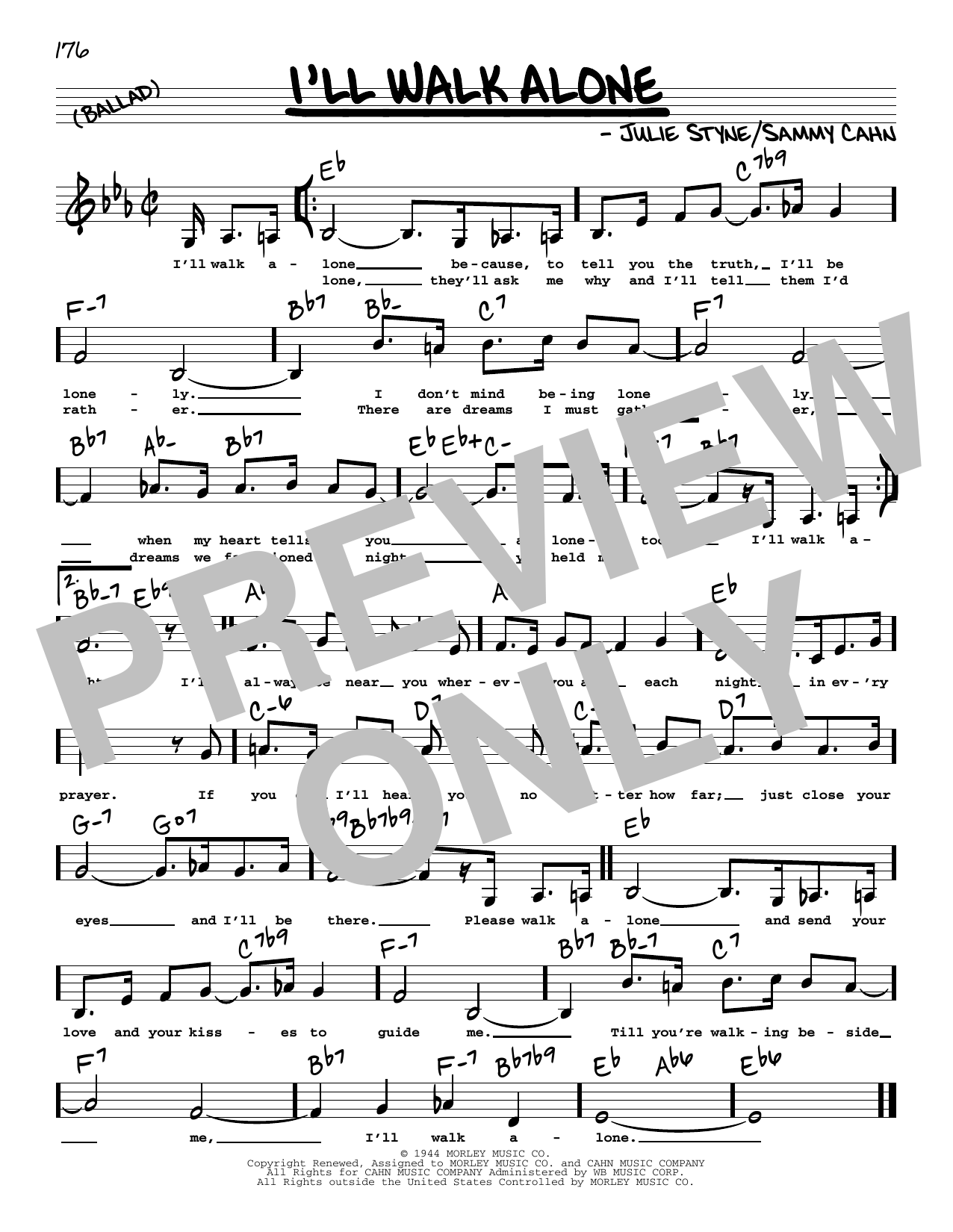 Learn to play Sammy Cahn I'll Walk Alone (Low Voice) sheet music for Real Book – Melody, Lyrics & Chords in minutes. Price: 5.9900$ Sammy Cahn I'll Walk Alone (Low Voice) sheet music notes and chords arranged for Real Book – Melody, Lyrics & Chords