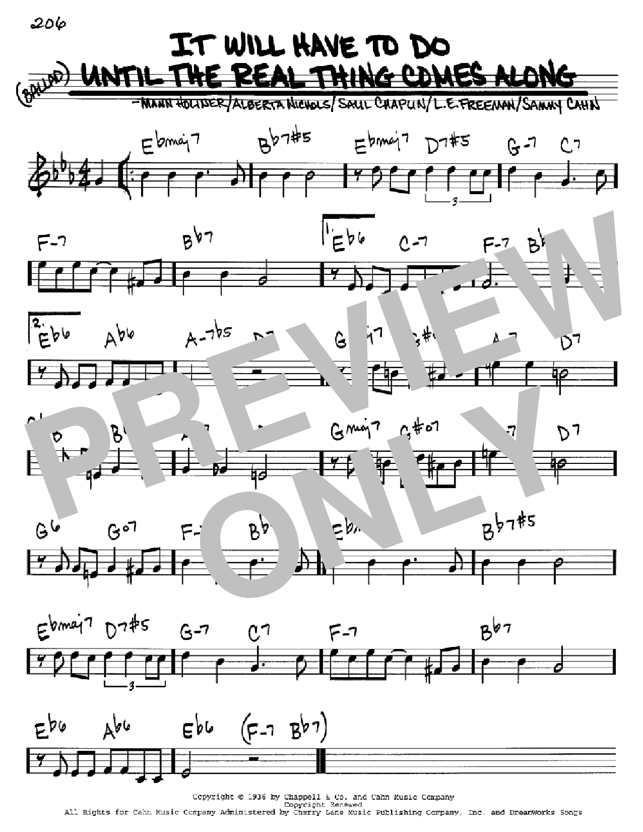 Learn to play Sammy Cahn It Will Have To Do Until The Real Thing Comes Along sheet music for Real Book – Melody & Chords – C Instruments in minutes. Price: 5.9900$ Sammy Cahn It Will Have To Do Until The Real Thing Comes Along sheet music notes and chords arranged for Real Book – Melody & Chords – C Instruments