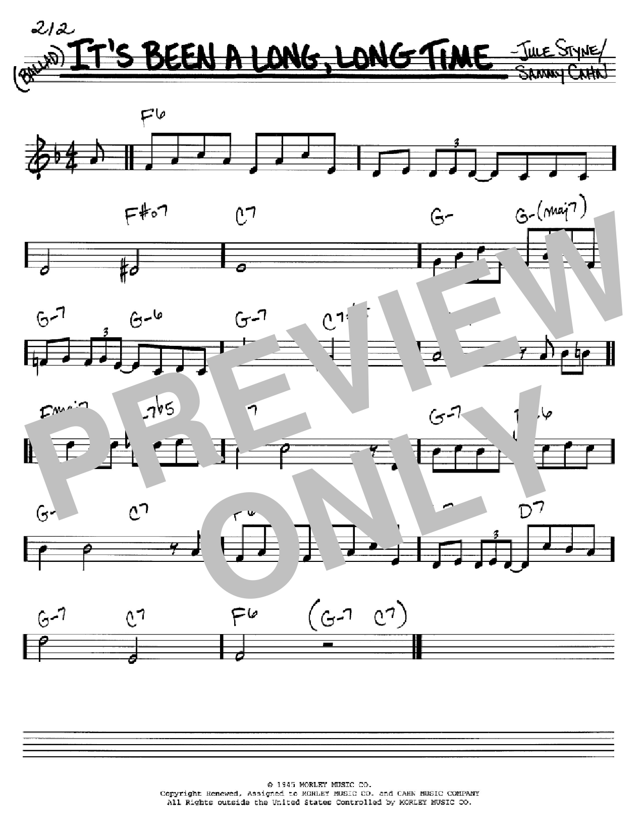 Sammy Cahn It's Been A Long, Long Time sheet music notes and chords. Download Printable PDF.