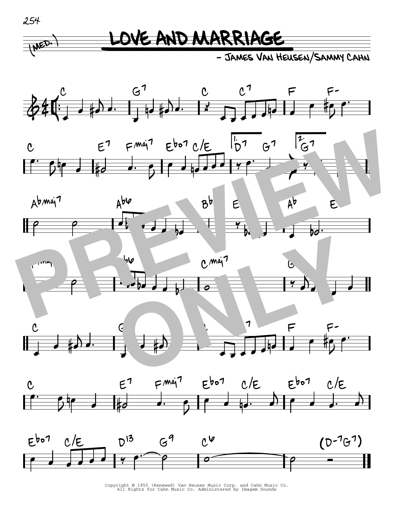 Sammy Cahn & James Van Heusen Love And Marriage sheet music notes and chords. Download Printable PDF.