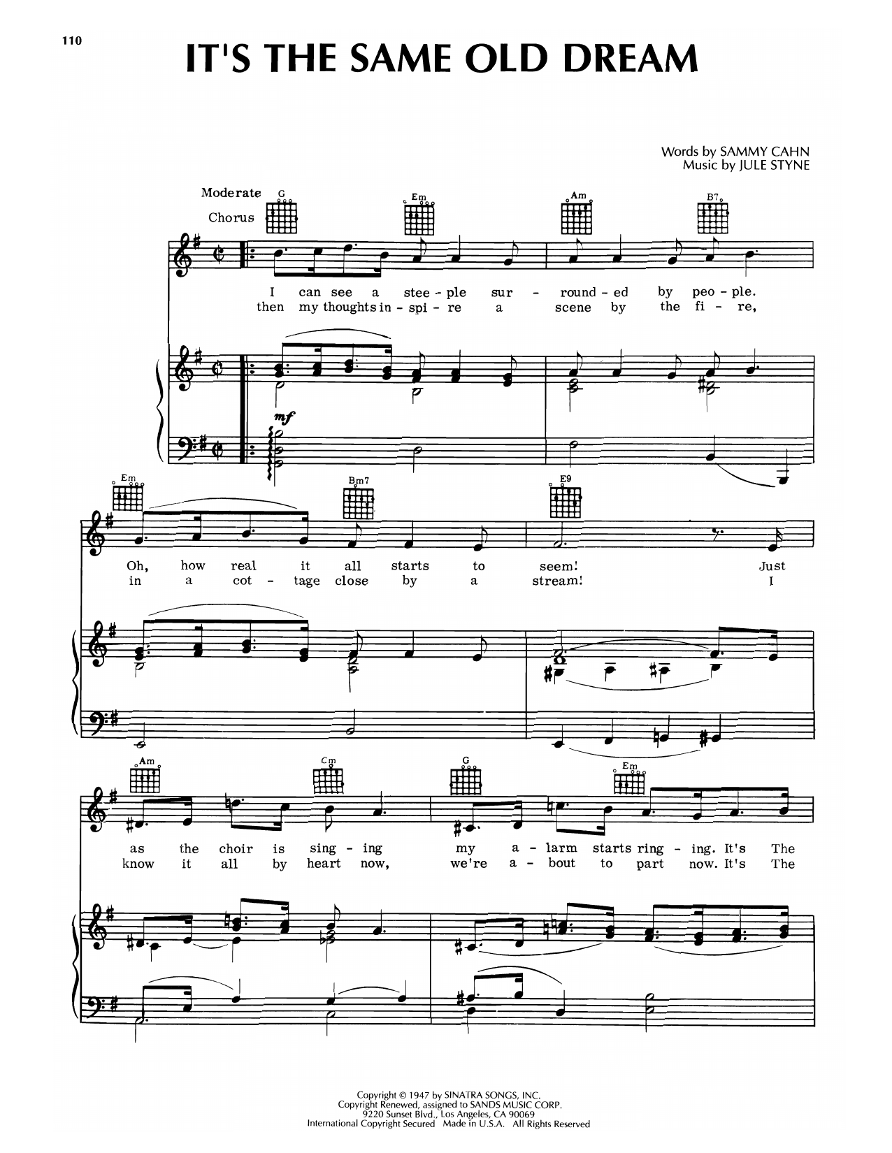 Learn to play Sammy Cahn & Jule Styne It's The Same Old Dream sheet music for Piano & Vocal in minutes. Price: 7.8900$ Sammy Cahn & Jule Styne It's The Same Old Dream sheet music notes and chords arranged for Piano & Vocal