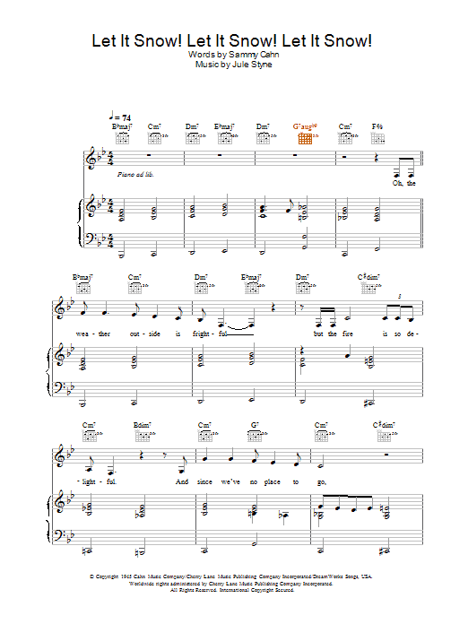 Doris Day Let It Snow! Let It Snow! Let It Snow! sheet music notes and chords arranged for 5-Finger Piano