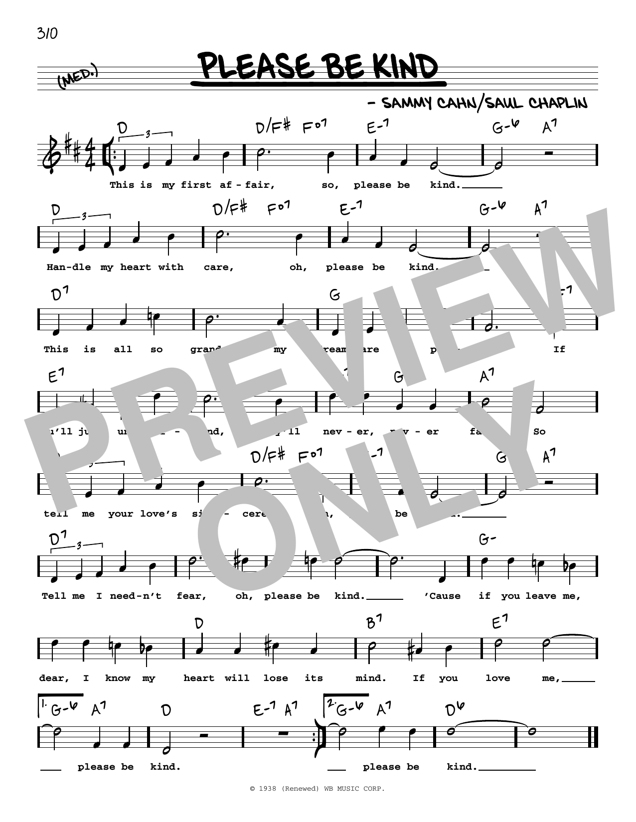 Learn to play Sammy Cahn Please Be Kind (High Voice) sheet music for Real Book – Melody, Lyrics & Chords in minutes. Price: 5.9900$ Sammy Cahn Please Be Kind (High Voice) sheet music notes and chords arranged for Real Book – Melody, Lyrics & Chords