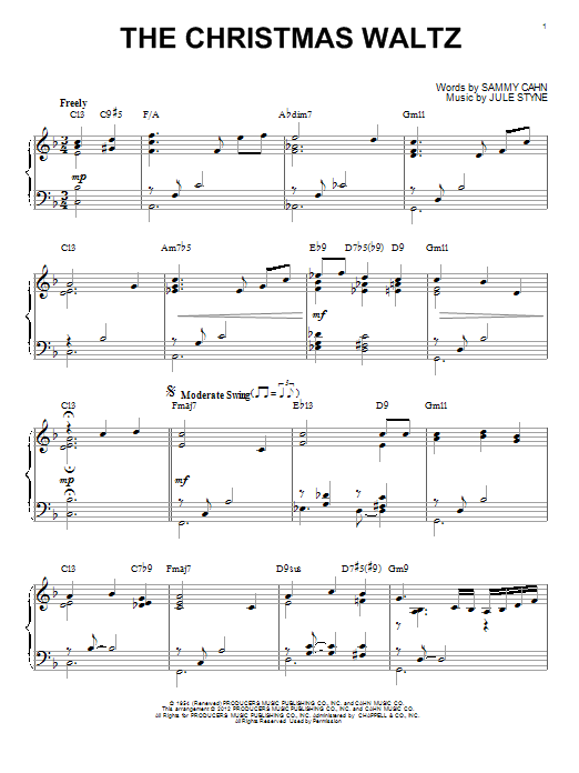 Sammy Cahn The Christmas Waltz [Jazz version] (arr. Brent Edstrom) sheet music notes and chords. Download Printable PDF.