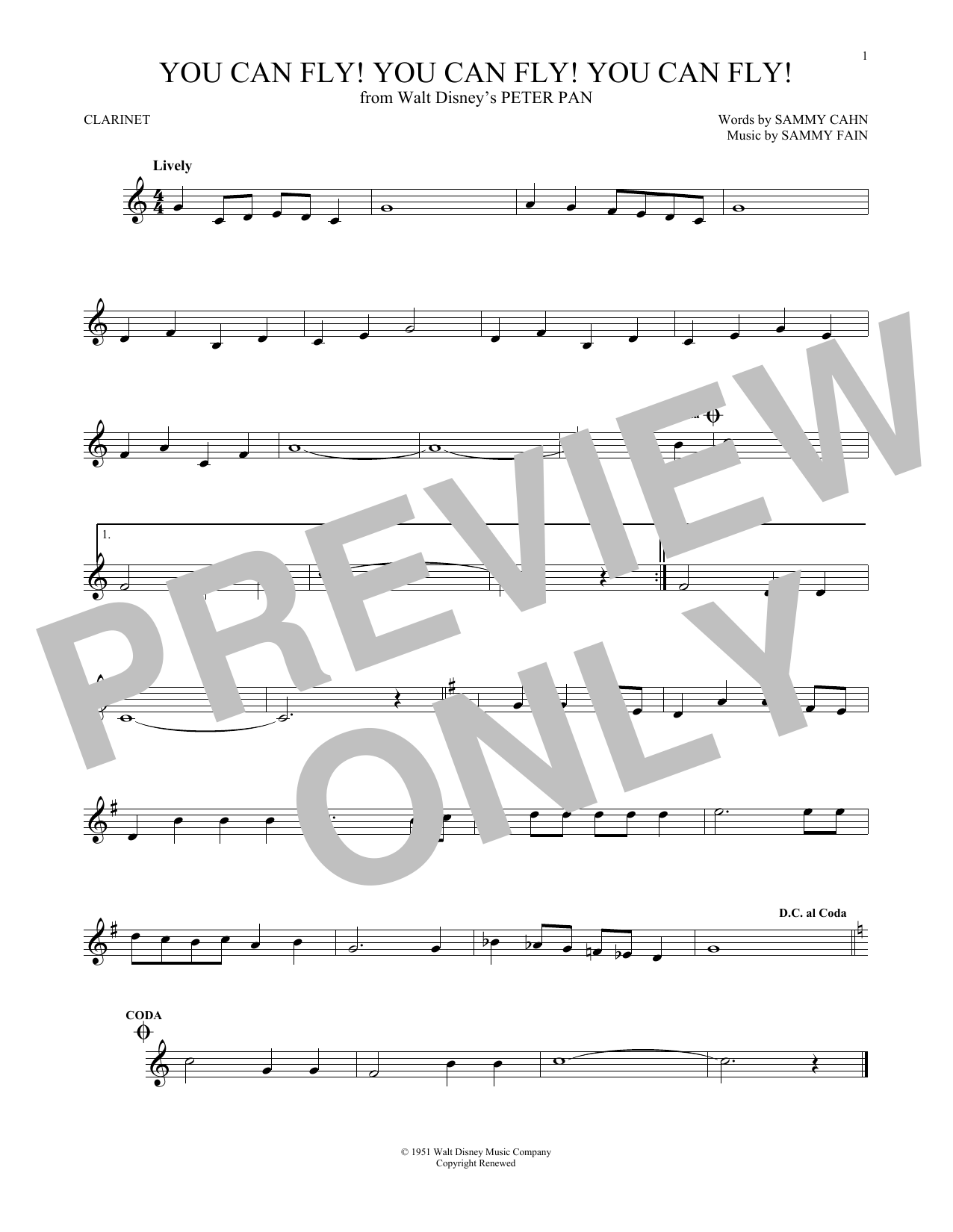 Sammy Cahn You Can Fly! You Can Fly! You Can Fly! sheet music notes and chords. Download Printable PDF.