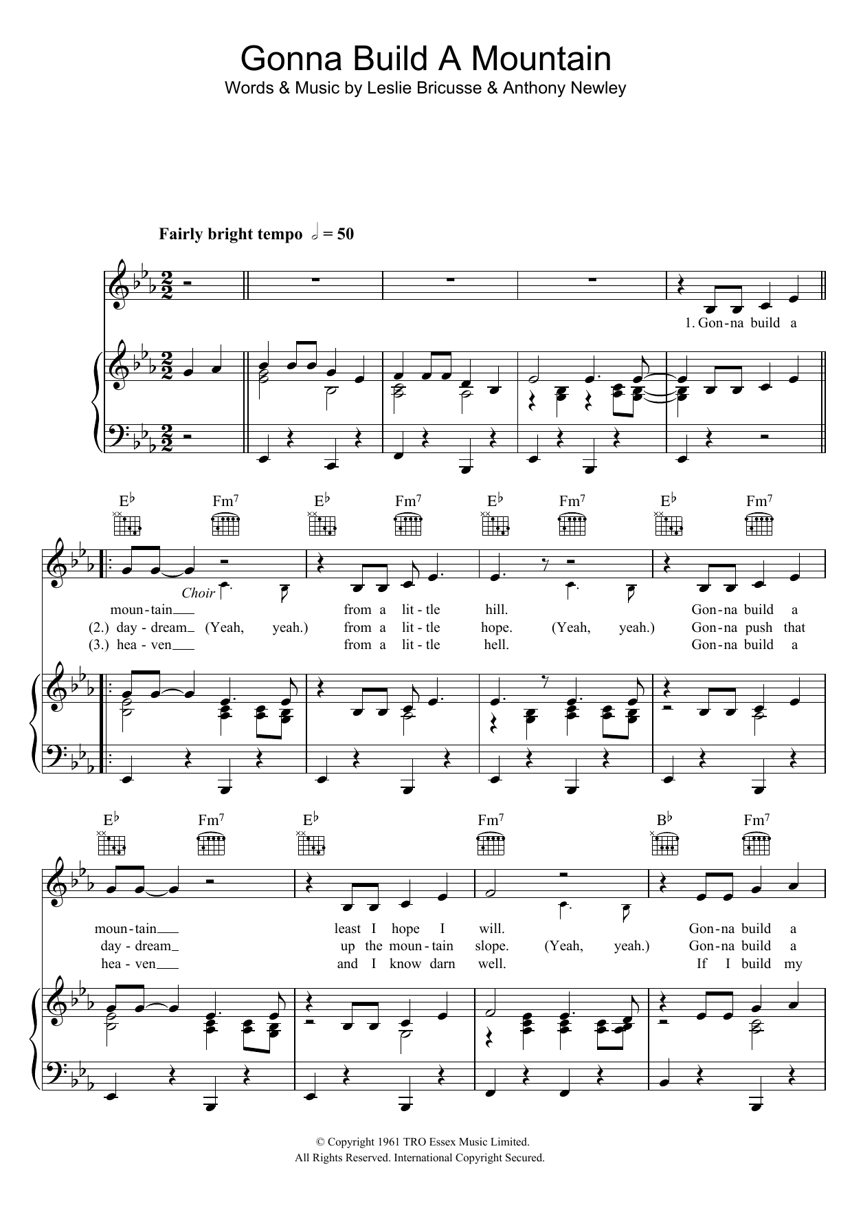 Learn to play Sammy Davis Jr. Gonna Build A Mountain sheet music for Piano, Vocal & Guitar Chords (Right-Hand Melody) in minutes. Price: 7.8900$ Sammy Davis Jr. Gonna Build A Mountain sheet music notes and chords arranged for Piano, Vocal & Guitar Chords (Right-Hand Melody)