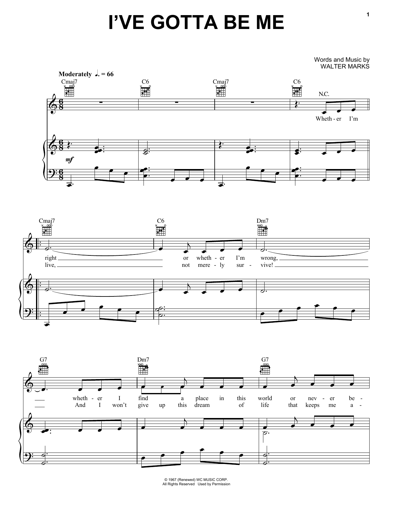 Sammy Davis Jr. I've Gotta Be Me sheet music notes and chords. Download Printable PDF.