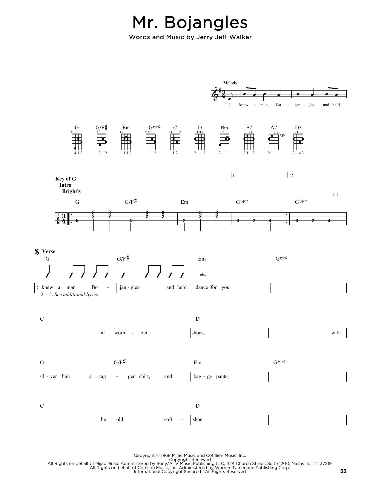 Sammy Davis Jr. Mr. Bojangles (arr. Fred Sokolow) sheet music notes and chords. Download Printable PDF.