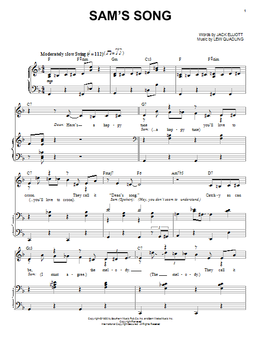 Sammy Davis, Jr. Sam's Song sheet music notes and chords arranged for Piano & Vocal