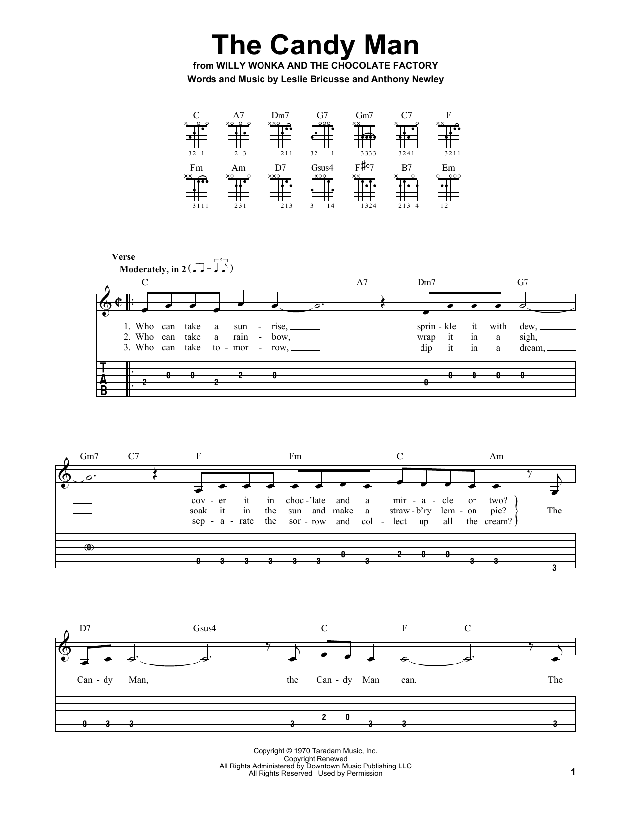 Sammy Davis Jr. The Candy Man (from Willy Wonka and the Chocolate Factory) sheet music notes and chords. Download Printable PDF.