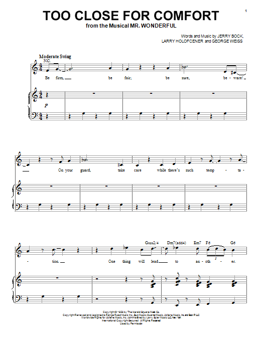 Sammy Davis Jr. Too Close For Comfort sheet music notes and chords arranged for Piano, Vocal & Guitar Chords (Right-Hand Melody)