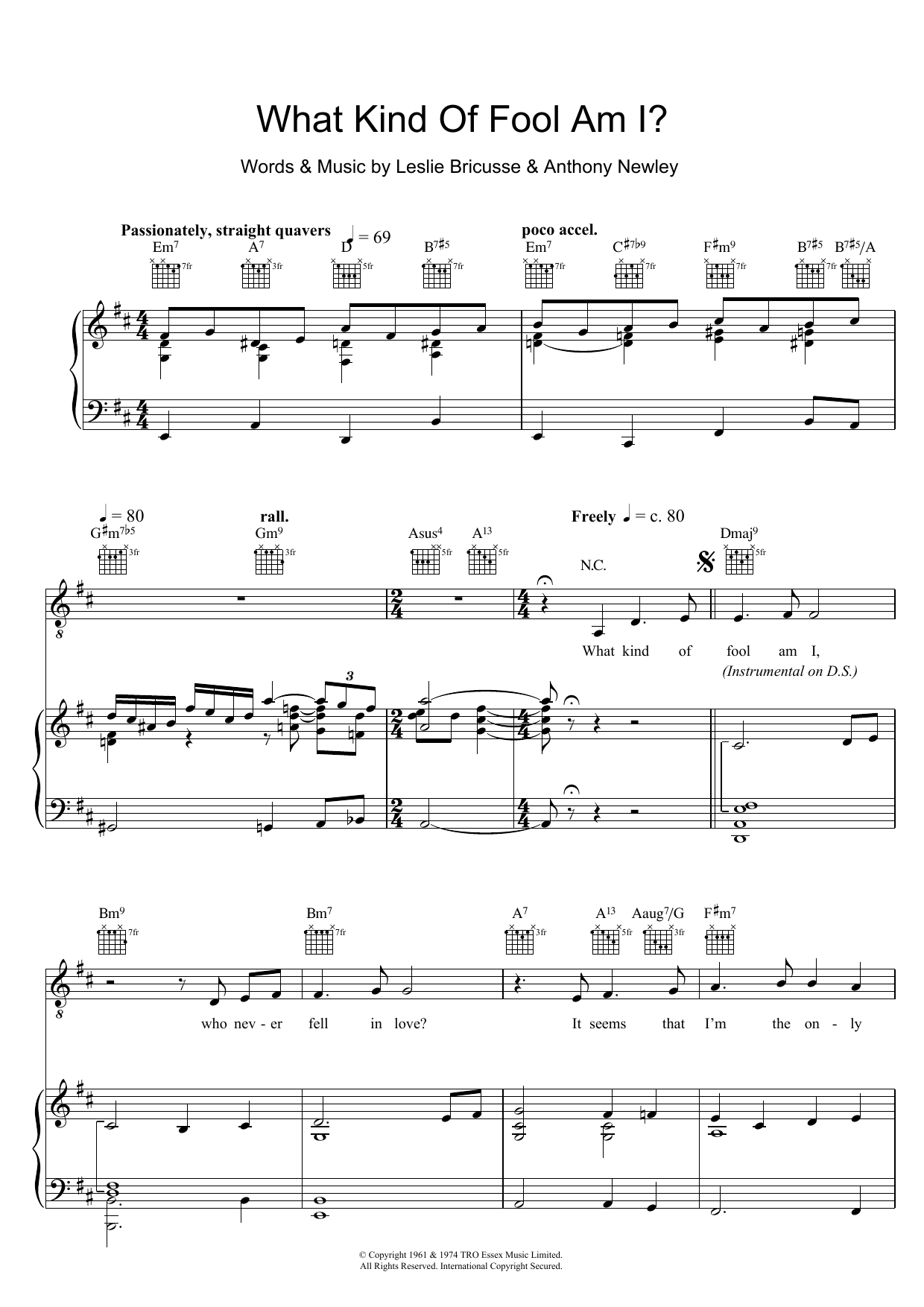 Sammy Davis Jr. What Kind Of Fool Am I (from Stop The World, I Want To Get Off) sheet music notes and chords. Download Printable PDF.