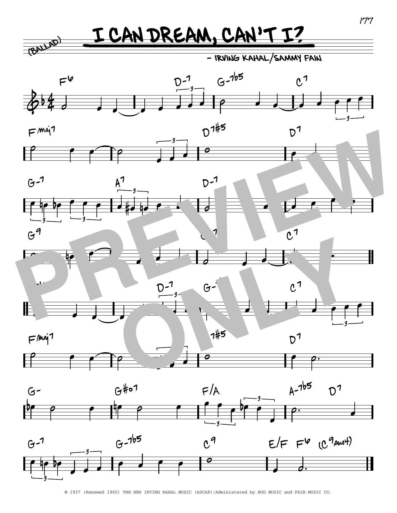 Learn to play Sammy Fain I Can Dream, Can't I? sheet music for Real Book – Melody & Chords in minutes. Price: 5.9900$ Sammy Fain I Can Dream, Can't I? sheet music notes and chords arranged for Real Book – Melody & Chords