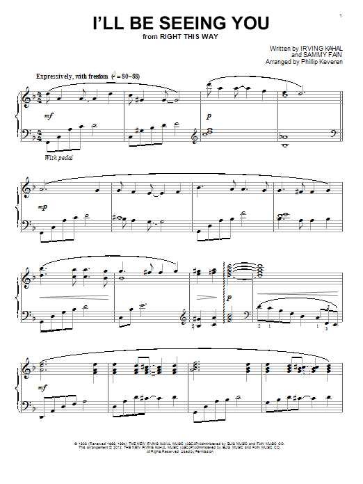 Sammy Fain I'll Be Seeing You sheet music notes and chords. Download Printable PDF.