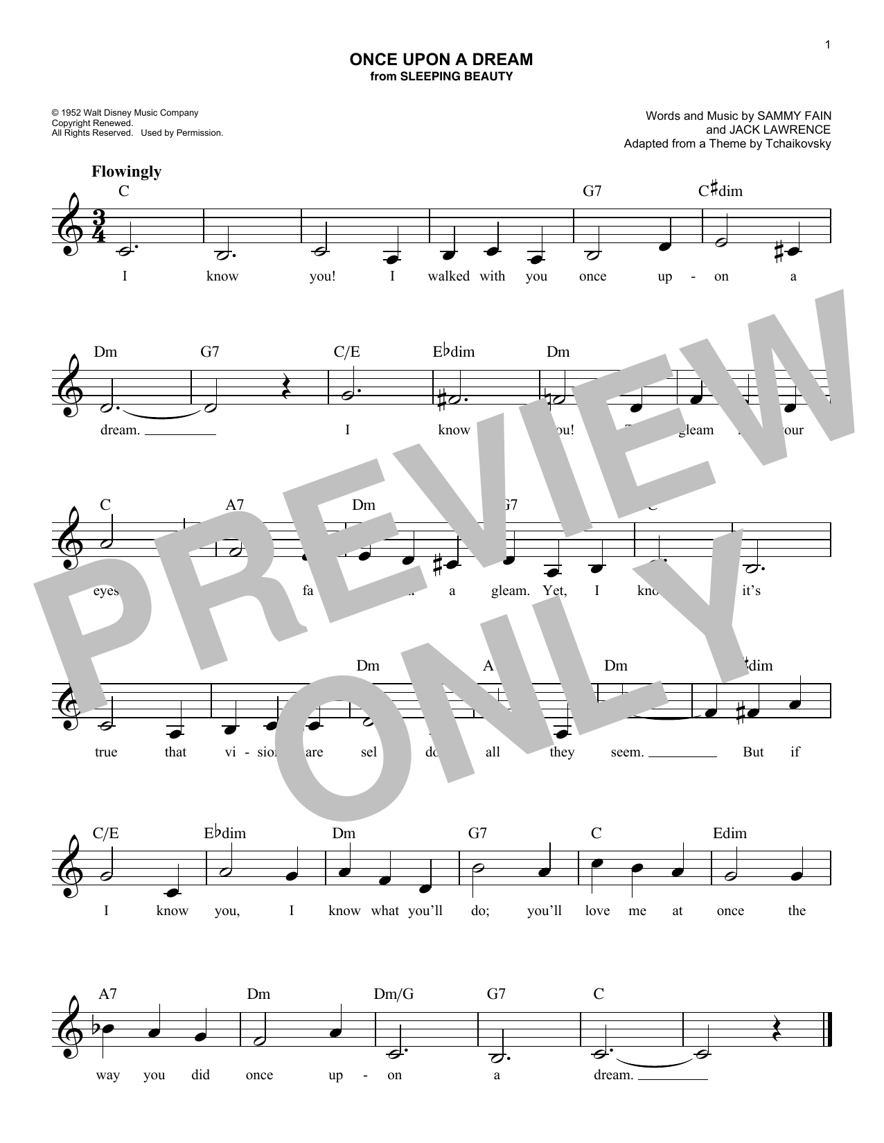 Sammy Fain Once Upon A Dream sheet music notes and chords. Download Printable PDF.